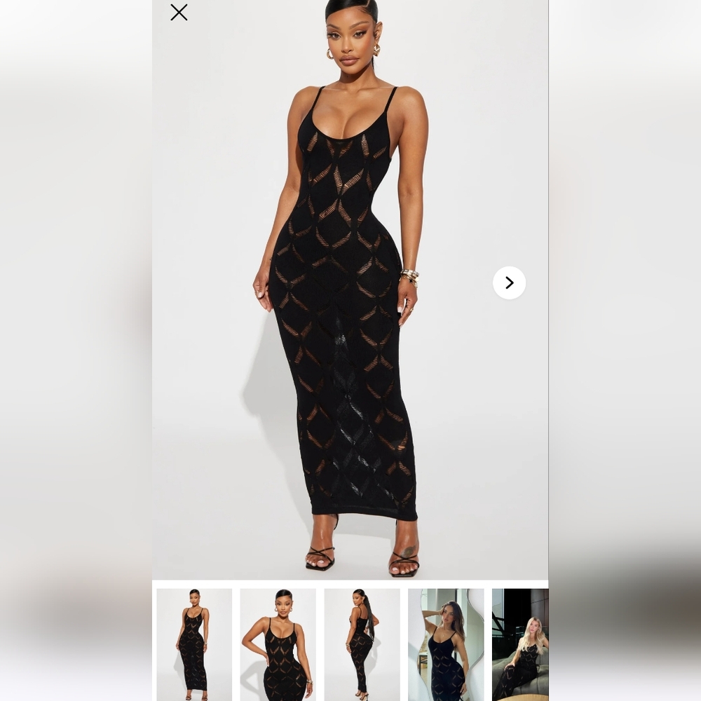 Fashion Nova Black Bodycon Maxi Dress Sleeveless Scoop Neck